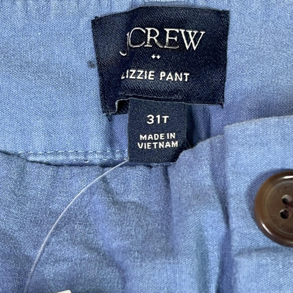J.Crew Lizzie Pant 31T Tall Blue Wide Leg Cotton Linen Patch Pocket BW804 NEW - Picture 6 of 13